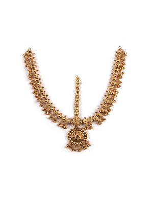 Women gold plated stone studded head jewellery 3