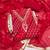 red unstitched print handwork with bandhani printed dupatta jaam dress material