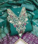 sea green unstitched weaving handwork with woven dupatta dress material