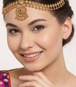 Women gold plated stone studded head jewellery