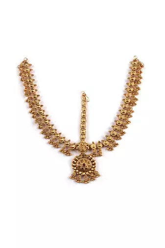 Women gold plated stone studded head jewellery