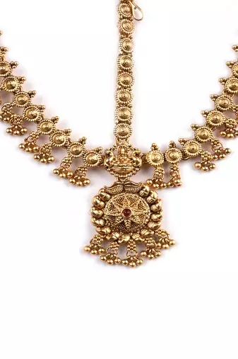 Women gold plated stone studded head jewellery