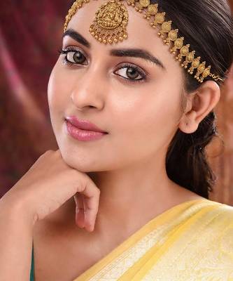Women temple gold plated stone studded head jewellery 1