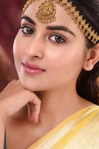 Women temple gold plated stone studded head jewellery