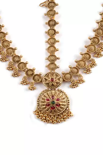 Women gold plated south indian stone studded head jewellery