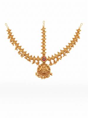 Women temple gold plated stone studded head jewellery 3
