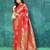 Red Woven Design Zari Banarasi Saree With Unstitched Blous