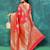 Red Woven Design Zari Banarasi Saree With Unstitched Blous
