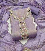lavender unstitched handwork with embroidered dupatta salsa dress material