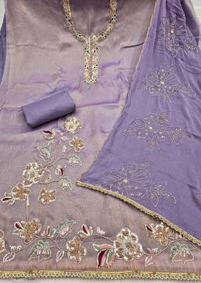 lavender unstitched handwork with embroidered dupatta salsa dress material 2