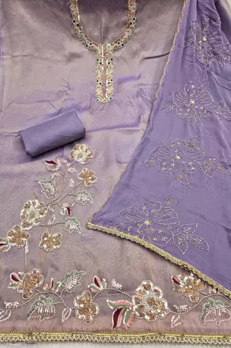 lavender unstitched handwork with embroidered dupatta salsa dress material