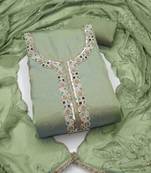 light green unstitched handwork with embroidered dupatta salsa dress material