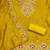 mustard unstitched thread embroidery with embroidered dupatta silk blend dress material