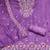 lavender unstitched thread embroidery with embroidered dupatta silk blend dress material