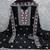 black unstitched thread embroidery with embroidered dupatta georgette dress material