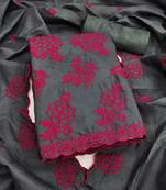 grey unstitched thread embroidery with embroidered dupatta parampara silk blend dress material