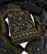 black unstitched thread embroidery with embroidered dupatta cambric dress material