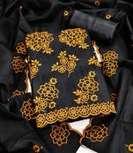 black unstitched thread embroidery with embroidered dupatta parampara silk blend dress material