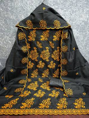 black unstitched thread embroidery with embroidered dupatta parampara silk blend dress material 2