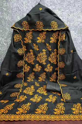 black unstitched thread embroidery with embroidered dupatta parampara silk blend dress material