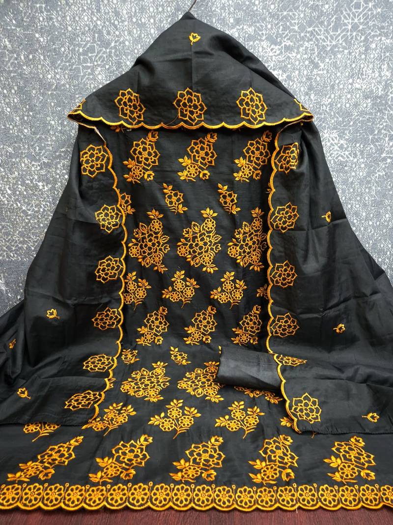 black unstitched thread embroidery with embroidered dupatta parampara silk blend dress material