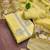 yellow unstitched jamdani weaving with woven embellished dupatta muga dress material