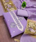 lavender unstitched jamdani weaving with woven embellished dupatta muga dress material
