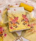multi unstitched digital print with printed dupatta shimmer dress material