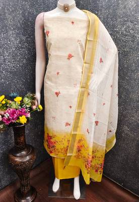 multi unstitched digital print with printed dupatta shimmer dress material 4