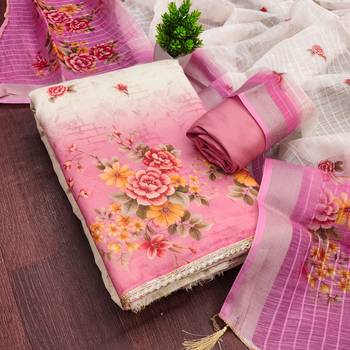 multi unstitched digital print with printed dupatta shimmer dress material 3