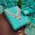 sea green unstitched weaving embroidered neck with woven embellished dupatta dress material