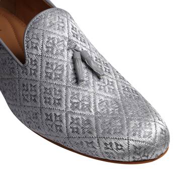 mens fabric material grey colour tussale jutti for bridal party casual 4