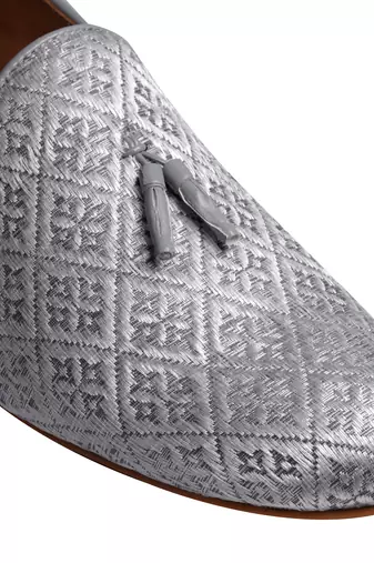 mens fabric material grey colour tussale jutti for bridal party casual