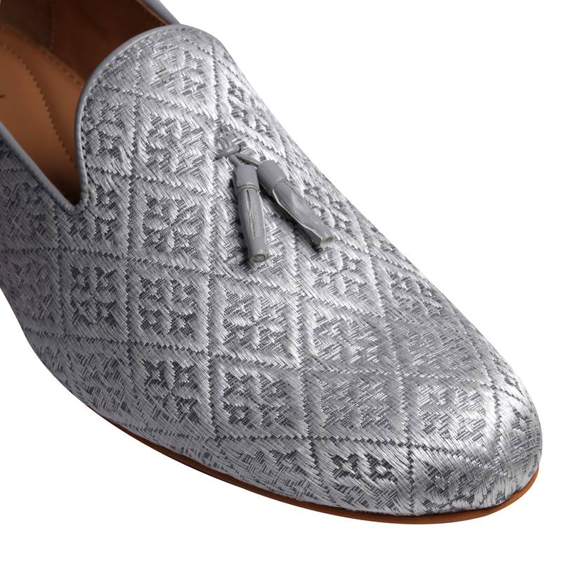 mens fabric material grey colour tussale jutti for bridal party casual