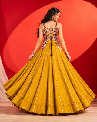 MUSTERD RAYON COTTON EMBROIDERY NAVRATRI CHANIYA CHOLI- full stitched free size UP TO 42  4