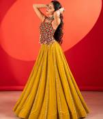 MUSTERD RAYON COTTON EMBROIDERY NAVRATRI CHANIYA CHOLI- full stitched free size UP TO 42 