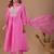 Pink embroidery mul chanderi kurta with pant and duptta set