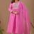 Pink embroidery mul chanderi kurta with pant and duptta set