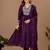 Wine embroidery mul chanderi kurta with pant and duptta set