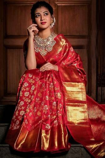 Women Floral Woven Design Zari Art Silk Banarasi Saree