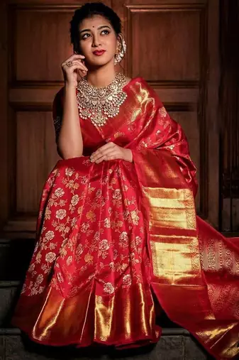 Women Floral Woven Design Zari Art Silk Banarasi Saree