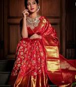 Women Floral Woven Design Zari Art Silk Banarasi Saree