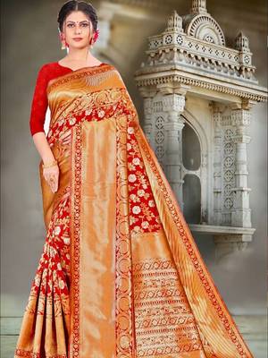 Women Floral Woven Design Zari Art Silk Banarasi Saree 2