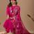 Rani pink embroidery with hand work mul chanderi kurta with pant and duptta set