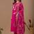 Rani pink embroidery with hand work mul chanderi kurta with pant and duptta set