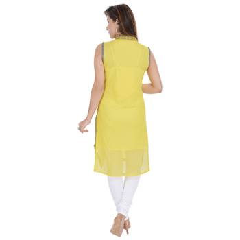 Yellow Free Size Georgette Designer Kurti 2