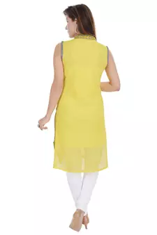 Yellow Free Size Georgette Designer Kurti