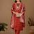 Brown embroidery with hand work mul chanderi kurta with pant and duptta set