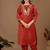 Brown embroidery with hand work mul chanderi kurta with pant and duptta set