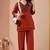 Brown embroidery cotton kurta with pant